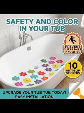 Anti-Slip Flower Bathtub Stickers - Multicolor